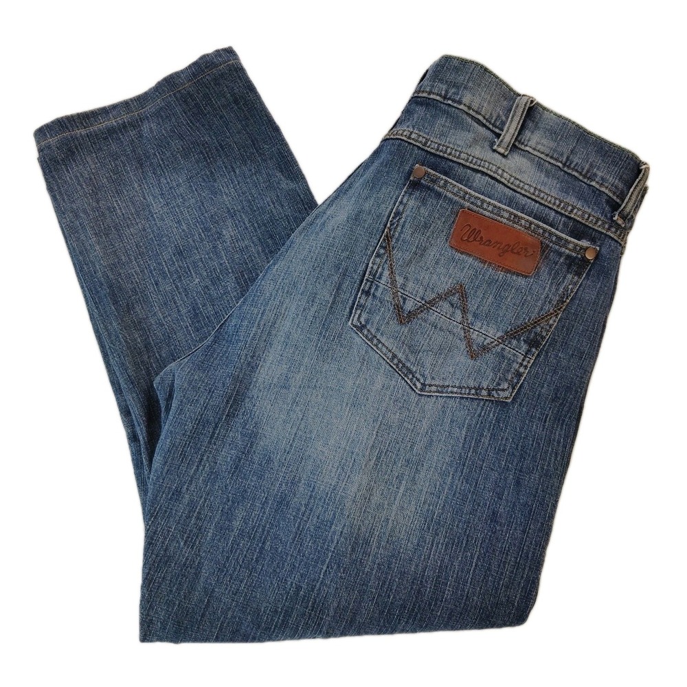 Wrangler Retro Slim Boot Jeans Mens 38x30 (38×27)  Blue Denim Western Workwear